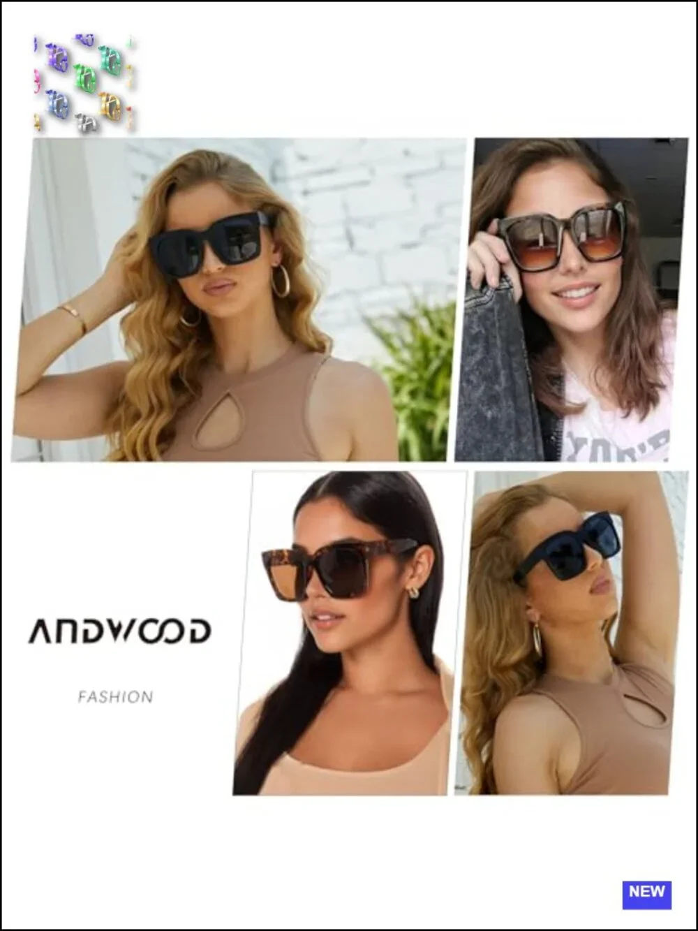 Oversized Square Sunglasses for Women XL UV400 Protection Plastic Frame